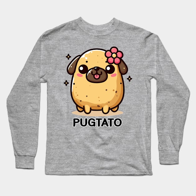 Pugtato Potato Pug Long Sleeve T-Shirt by CraftingHouse's Design